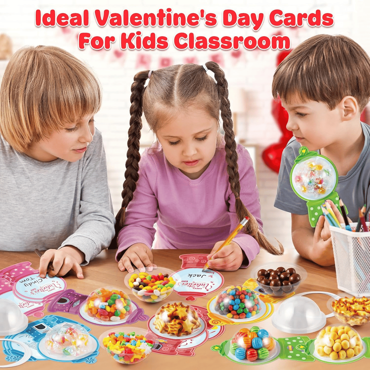 💝Candy Cards Gift Sets🍬36/18 Pcs with Plastic Domes, DIY Treat Holders for Classroom Exchange, Kids & Couples 🎁