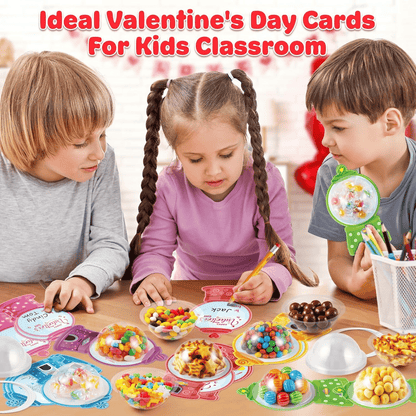 💝Candy Cards Gift Sets🍬36/18 Pcs with Plastic Domes, DIY Treat Holders for Classroom Exchange, Kids & Couples 🎁