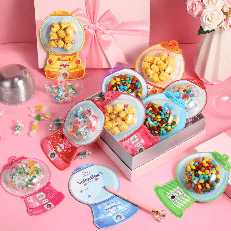 💝Candy Cards Gift Sets🍬36/18 Pcs with Plastic Domes, DIY Treat Holders for Classroom Exchange, Kids & Couples 🎁